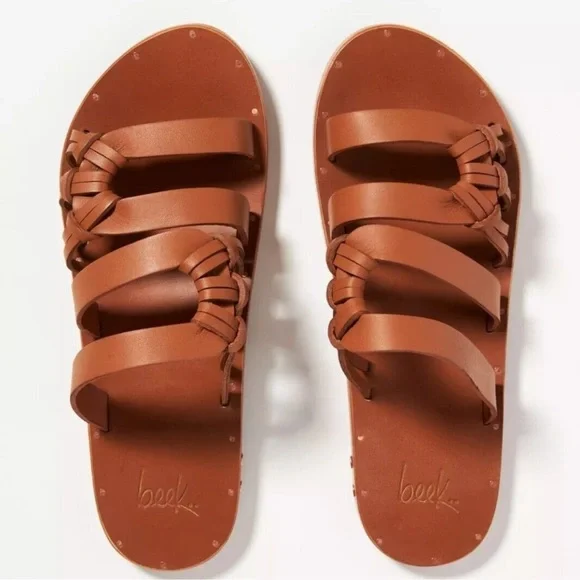BEEK BLACKBIRD SLIDE SANDAL SLIDE SHOESLEATHER TAN size 6 new